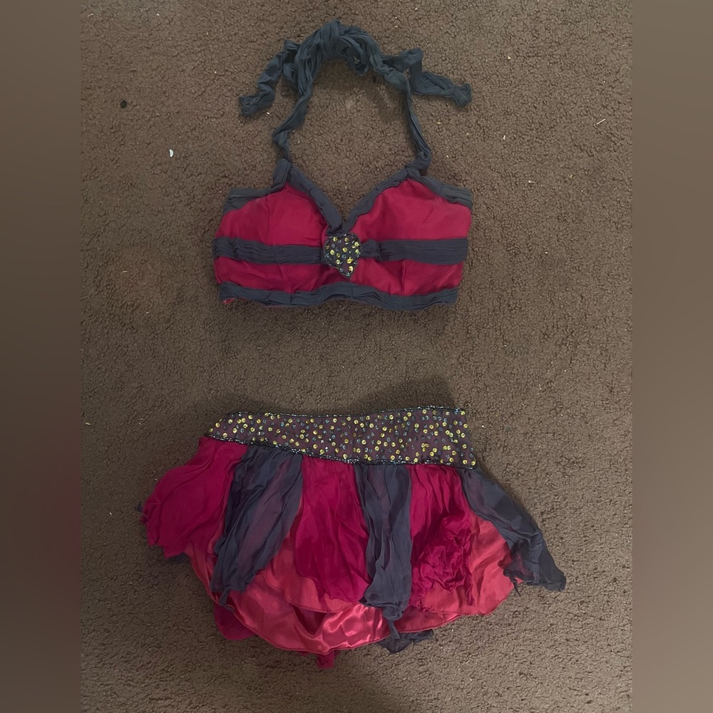 CUSTOM DARK PINK & GREY LYRICAL 2-PIECE SIZE ADULT SMALL